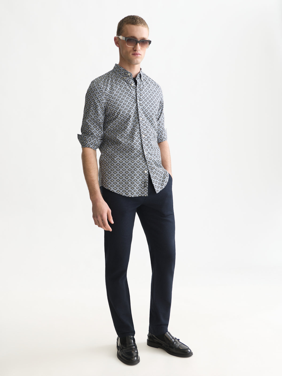 Micro Printed Slim-Fit Shirt - Glitch Geo Tradewinds