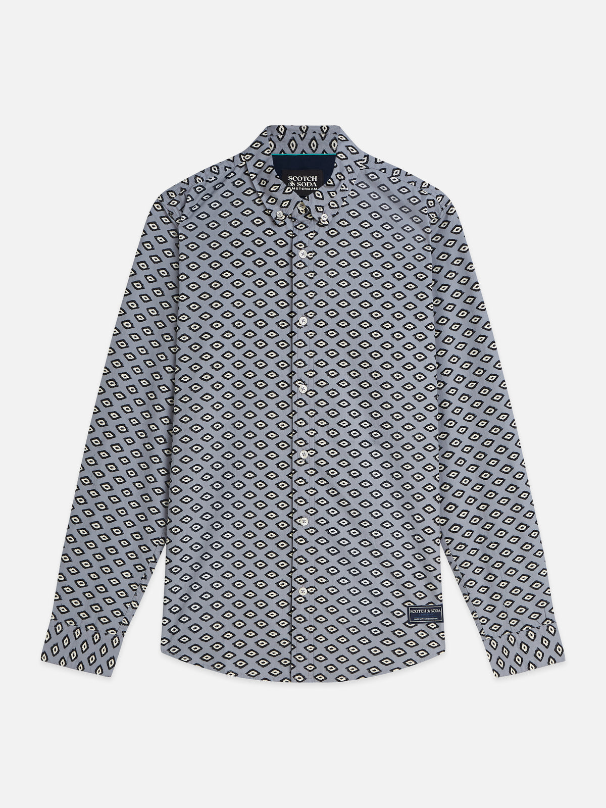 Micro Printed Slim-Fit Shirt - Glitch Geo Tradewinds