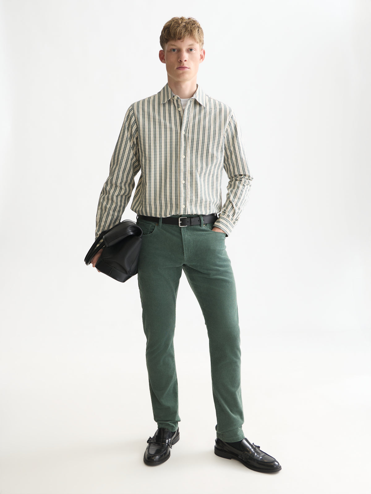 Micro Checked Regular-Fit Shirt - Dark Forest Stripe-3