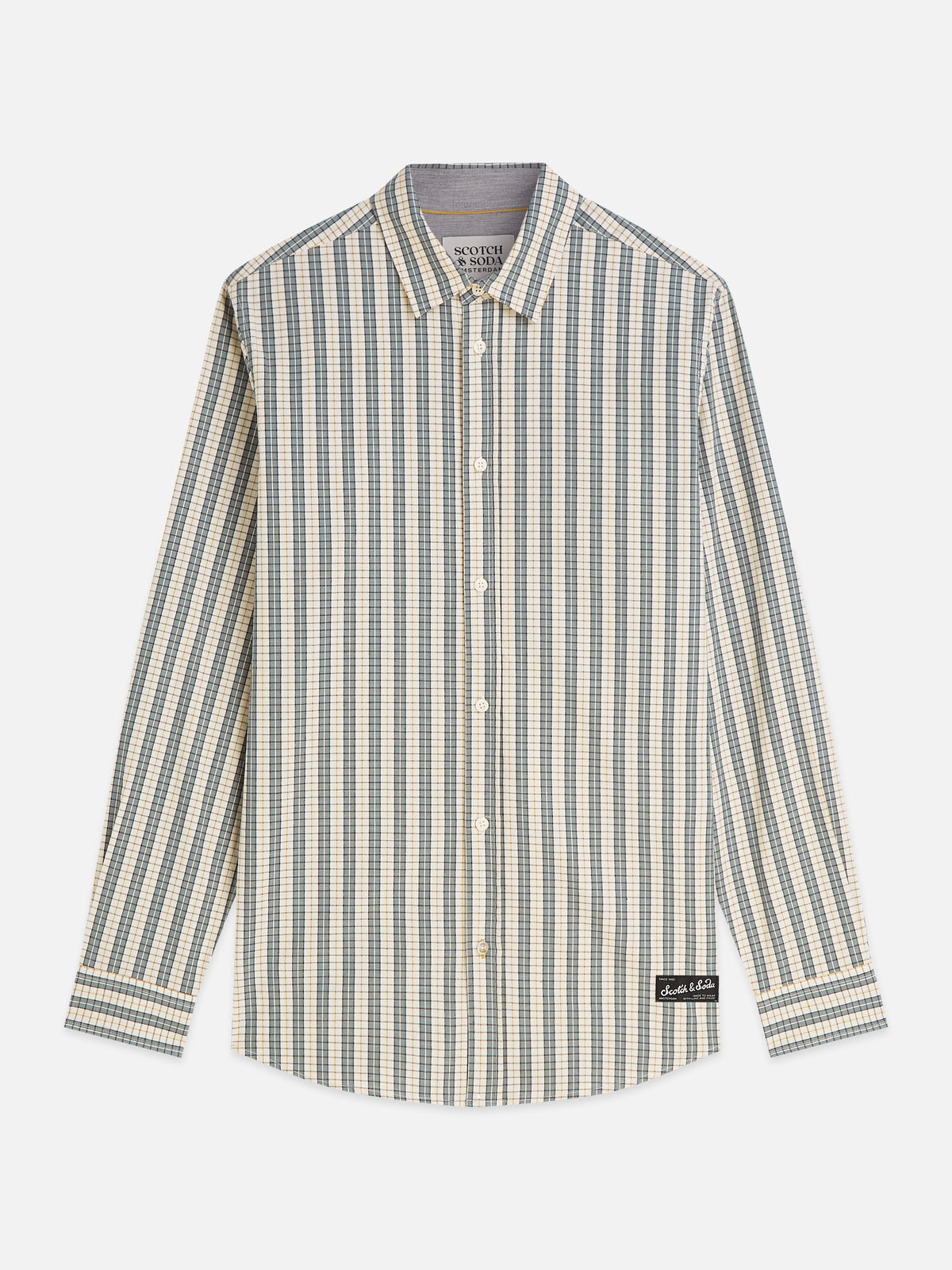 Micro Checked Regular-Fit Shirt - Dark Forest Stripe