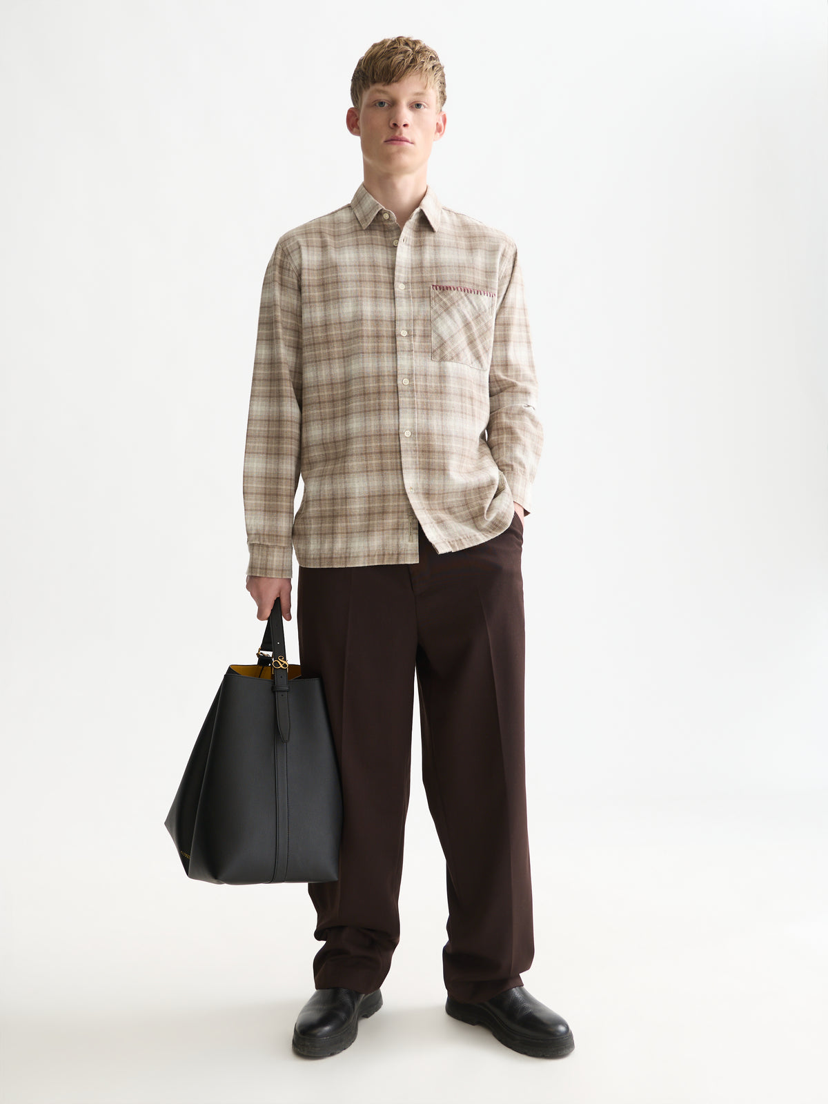 Flannel Checked Relaxed-Fit Shirt - Walnut Check-3