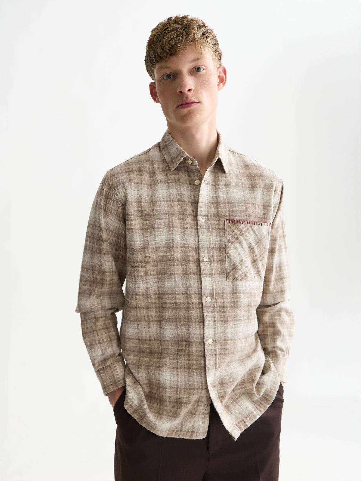 Flannel Checked Relaxed-Fit Shirt - Walnut Check-1