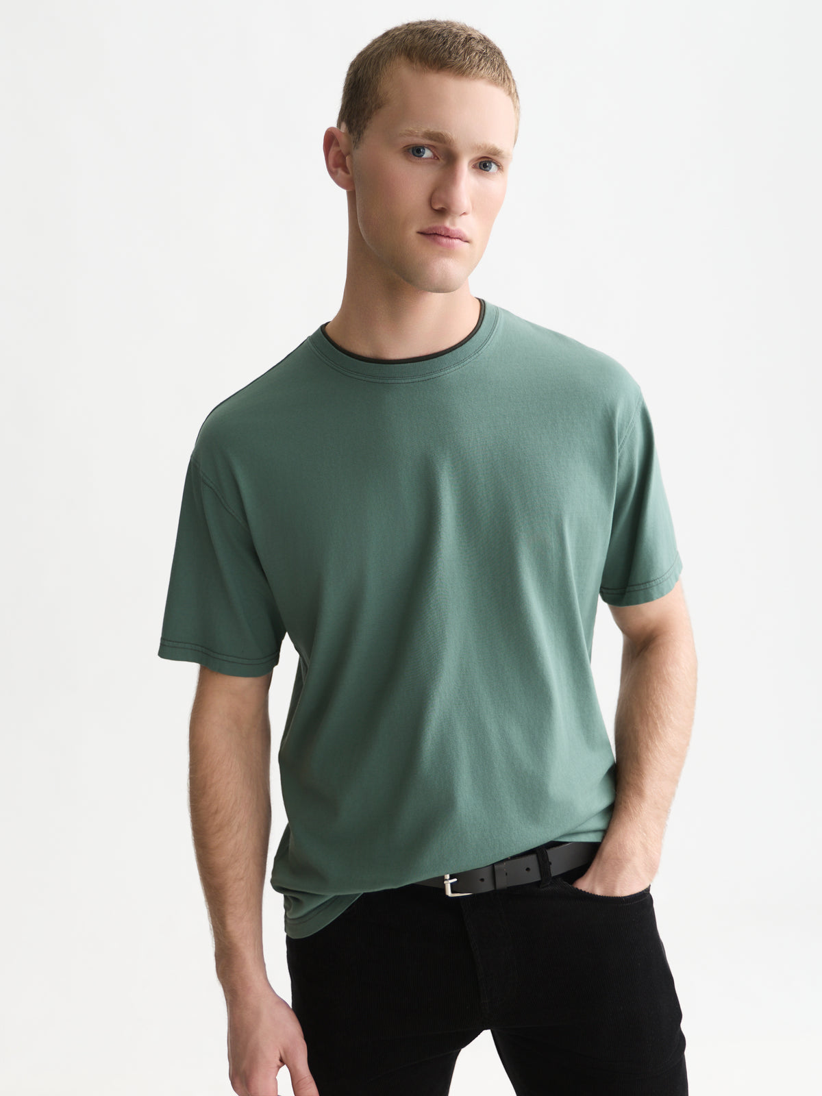 3 Crosses Relaxed-Fit Garment-Dyed T-Shirt - Dark Forest-1