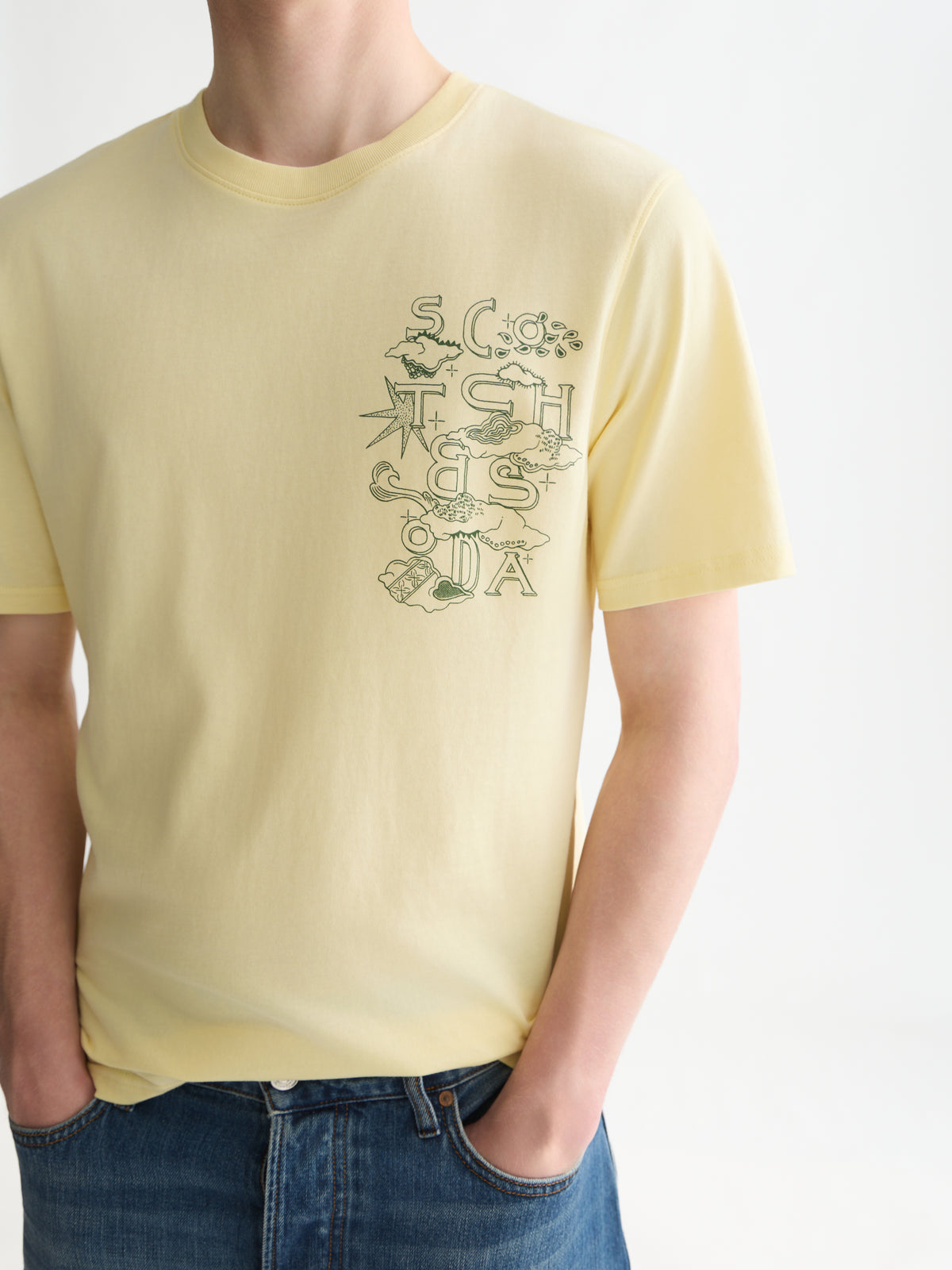 Left Chest Artwork Regular-Fit T-Shirt WI26 - Pastel Yellow