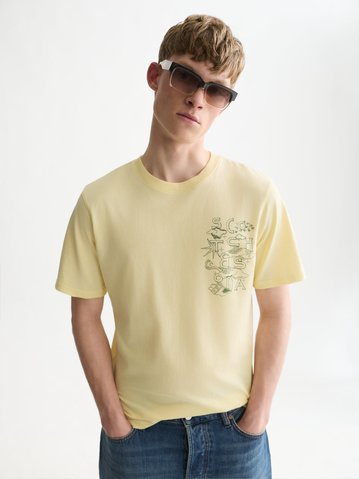 Left Chest Artwork Regular-Fit T-Shirt WI26 - Pastel Yellow