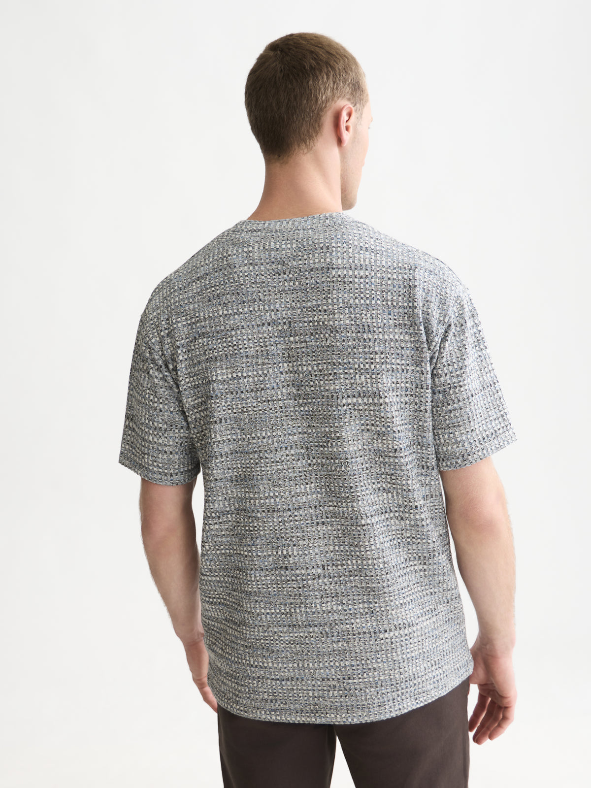 Jacquard Relaxed-Fit T-Shirt - Dark Blue Melange