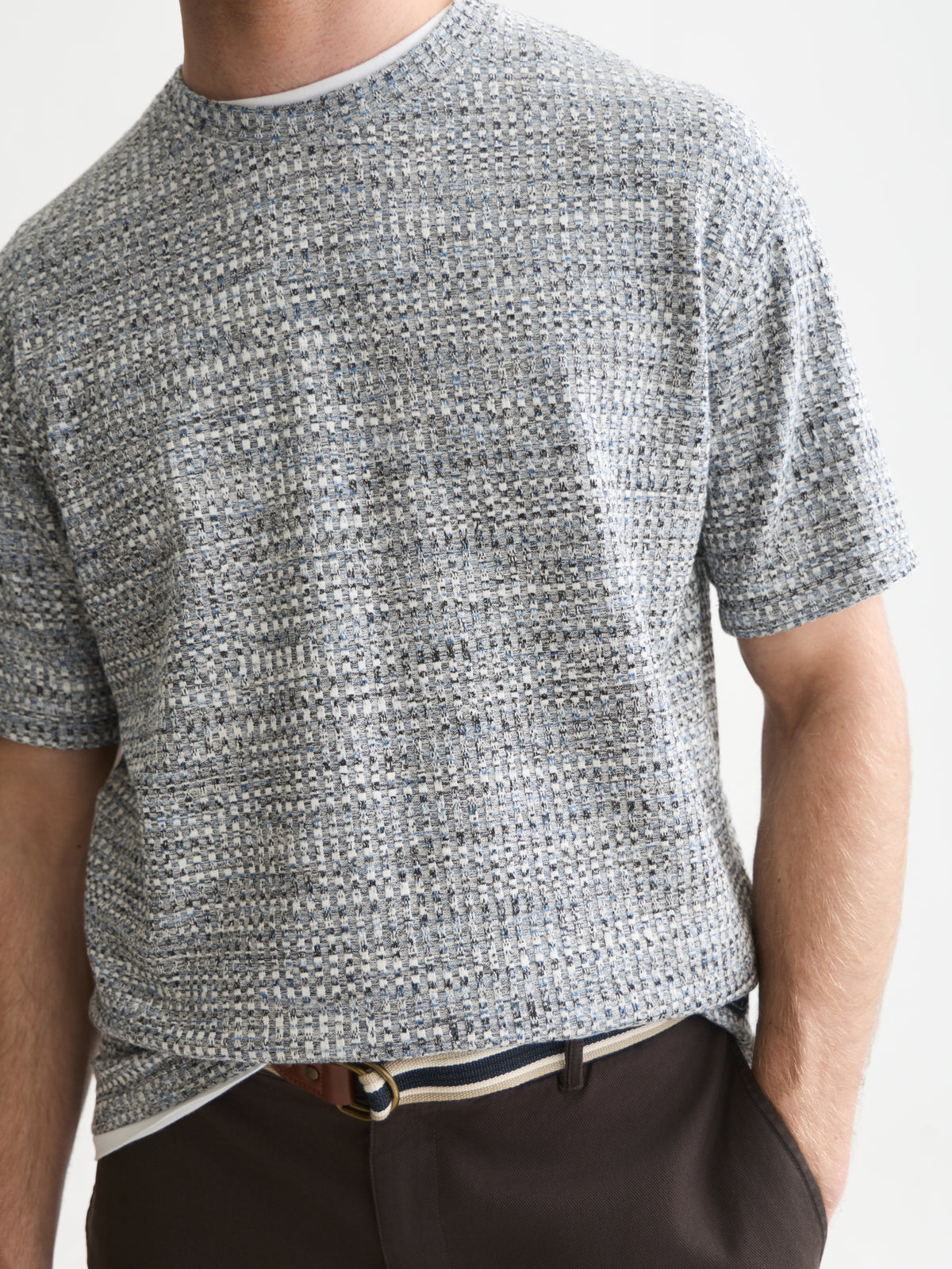 Jacquard Relaxed-Fit T-Shirt - Dark Blue Melange