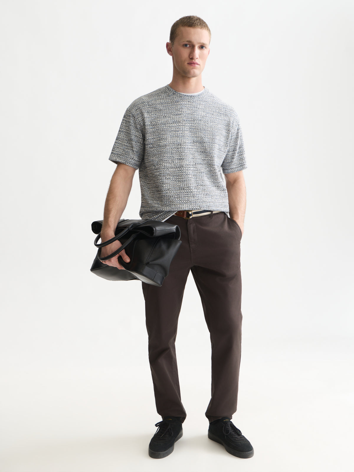 Jacquard Relaxed-Fit T-Shirt - Dark Blue Melange