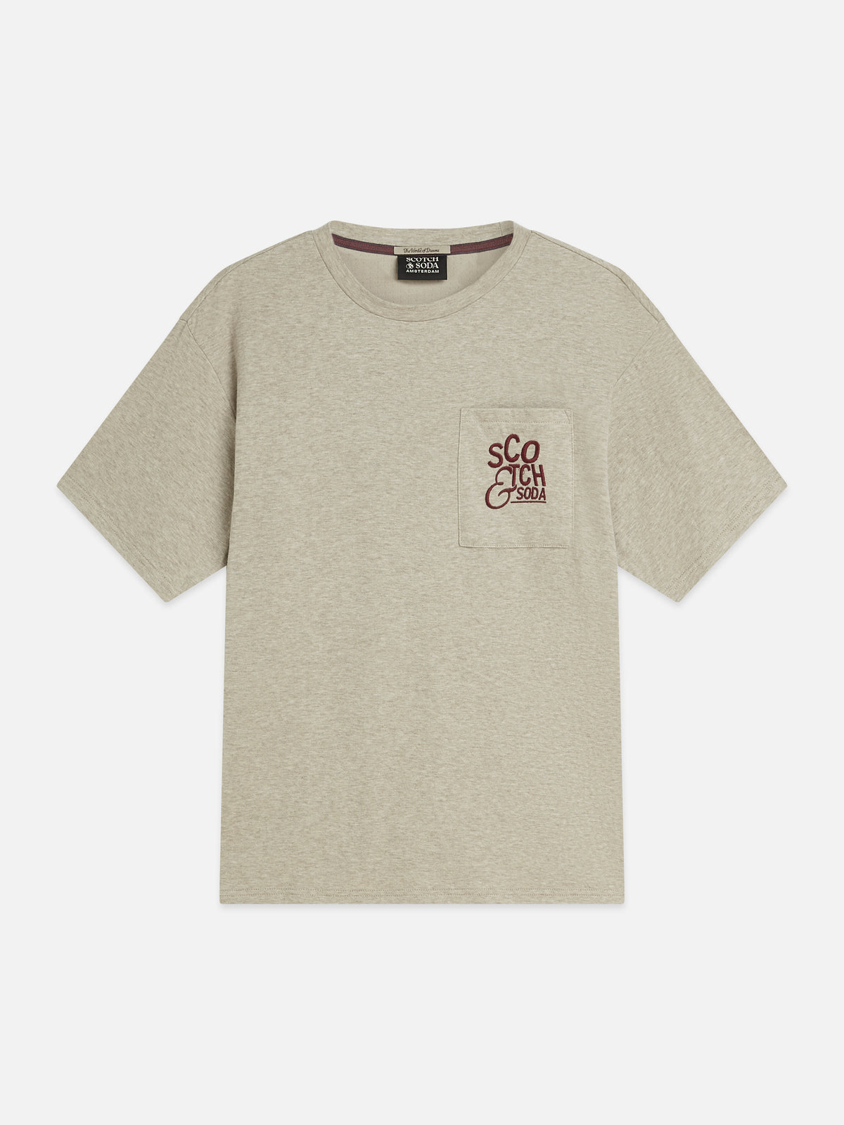Bonded Chest Pocket And Artwork Relaxed-Fit T-Shirt - Pure Cashmere Melange