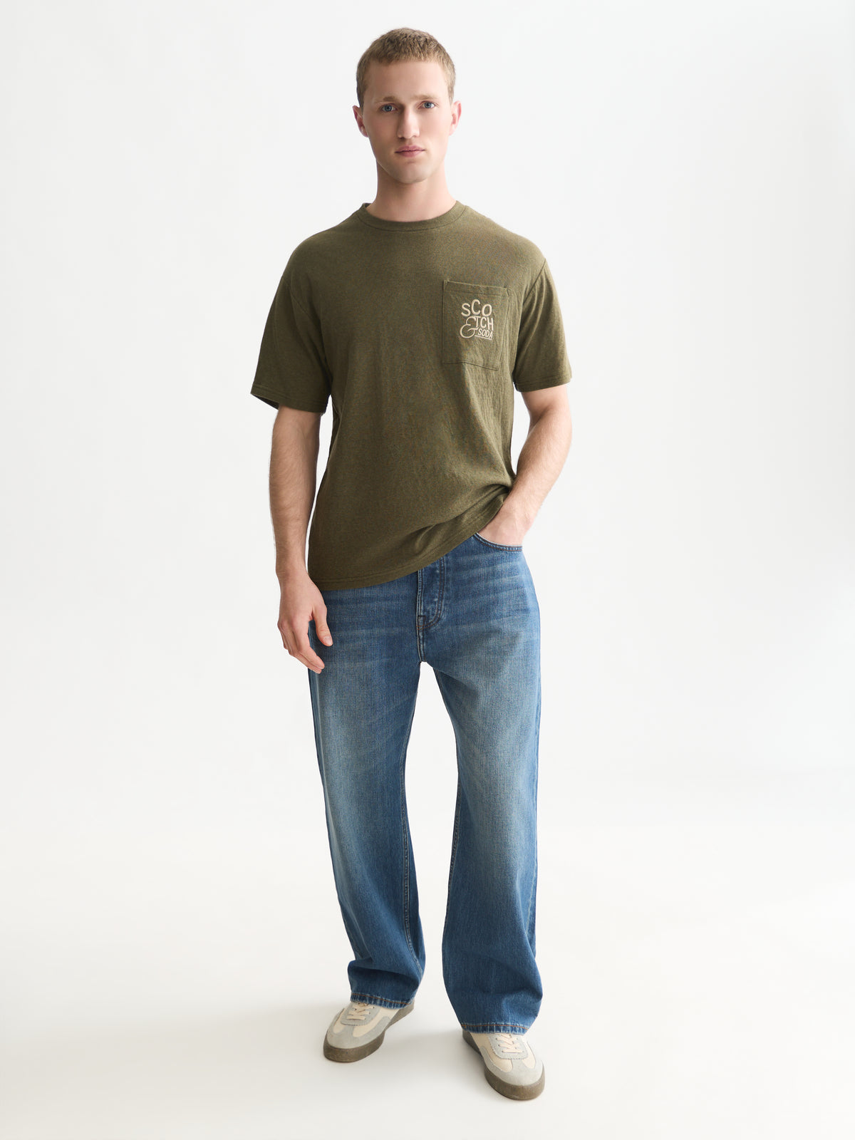 Bonded Chest Pocket And Artwork Relaxed-Fit T-Shirt - Dark Forest Melange-3