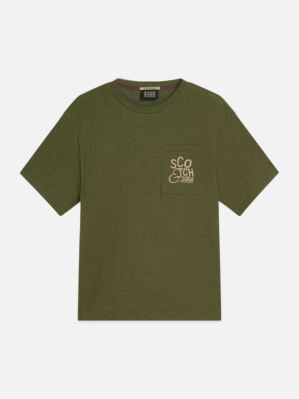 Bonded Chest Pocket And Artwork Relaxed-Fit T-Shirt - Dark Forest Melange