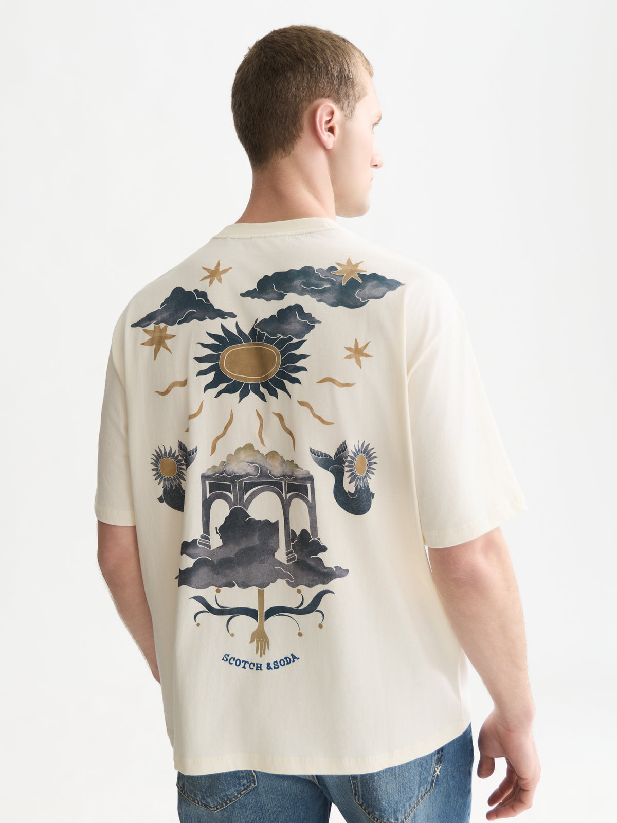 Front And Back Artwork Loose-Fit T-Shirt - Eggnog-2