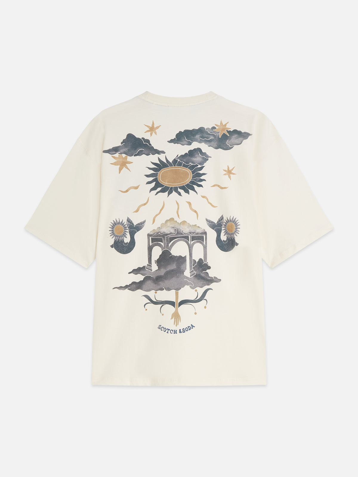 Front And Back Artwork Loose-Fit T-Shirt - Eggnog
