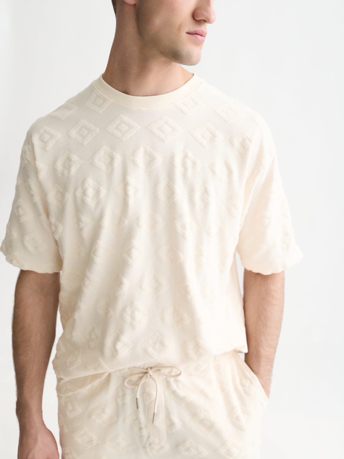 Jacquard Loose-Fit T-Shirt - Eggnog