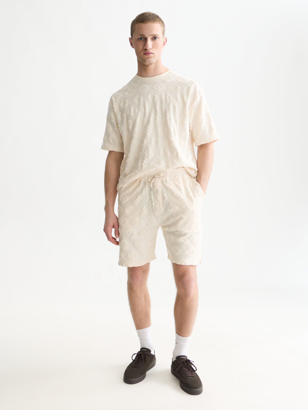 Jacquard Loose-Fit T-Shirt - Eggnog