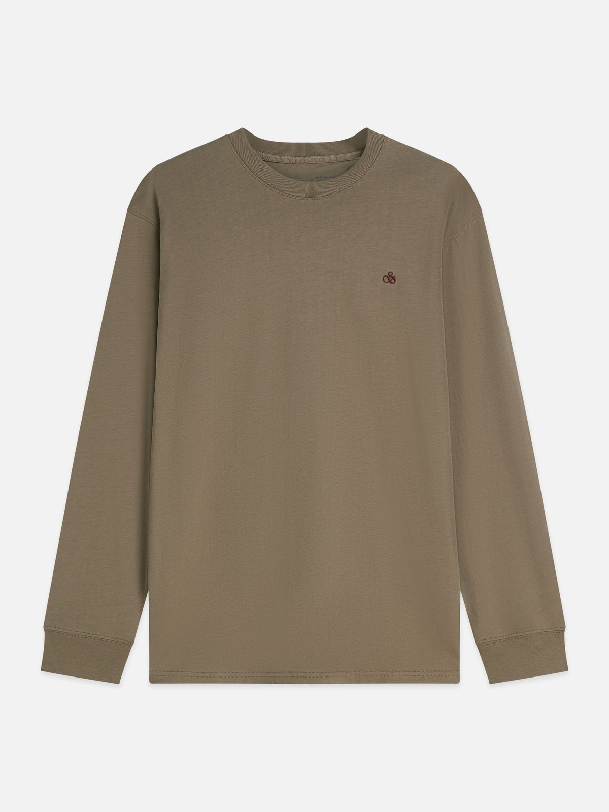 Embroidered Logo Long Sleeved Relaxed-Fit T-Shirt - Walnut