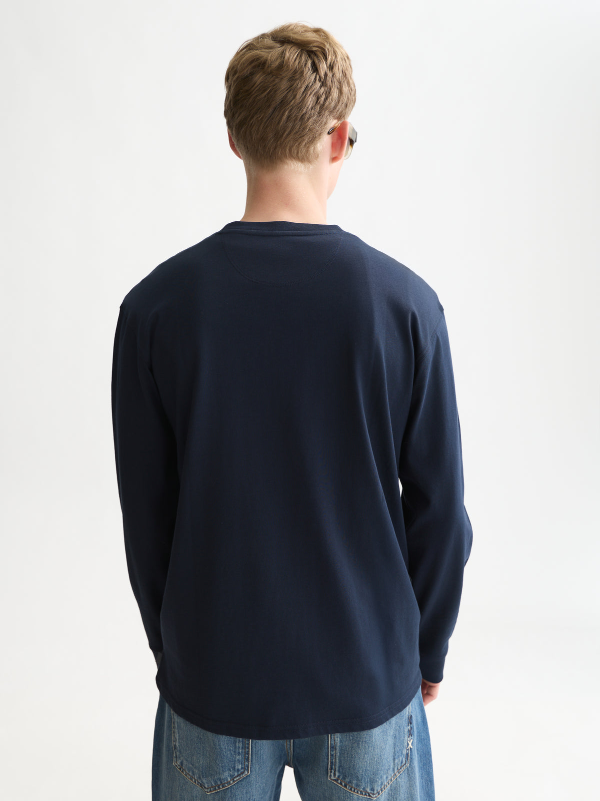 Embroidered Logo Long Sleeved Relaxed-Fit T-Shirt - Sky Captain-2