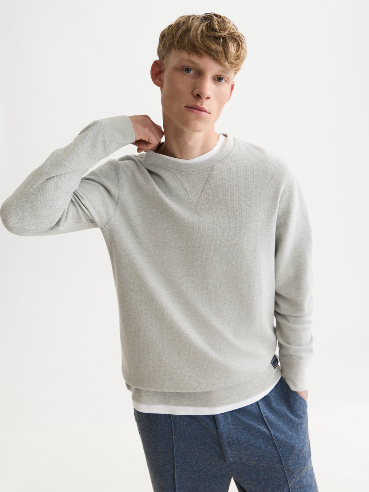 Waffle Regular-Fit Long Sleeved T-Shirt - Grey Heather