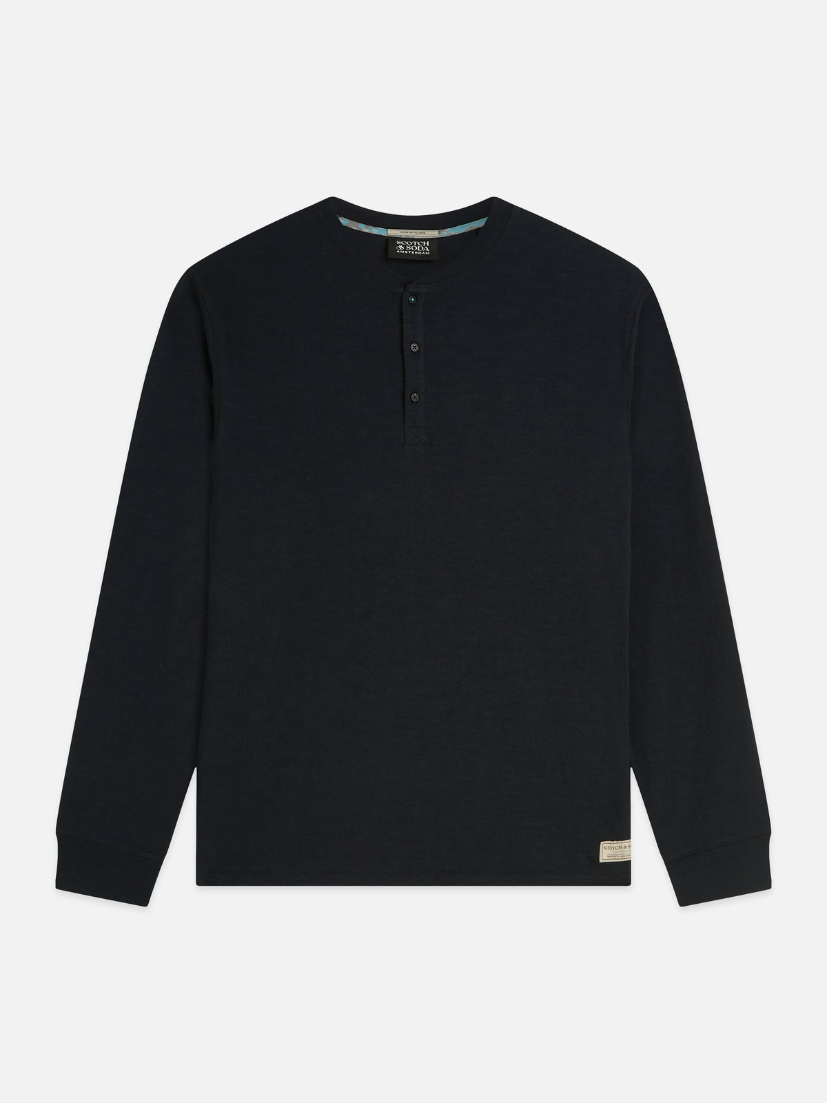 Henley Slub Regular-Fit Long Sleeved T-Shirt - Meteorite
