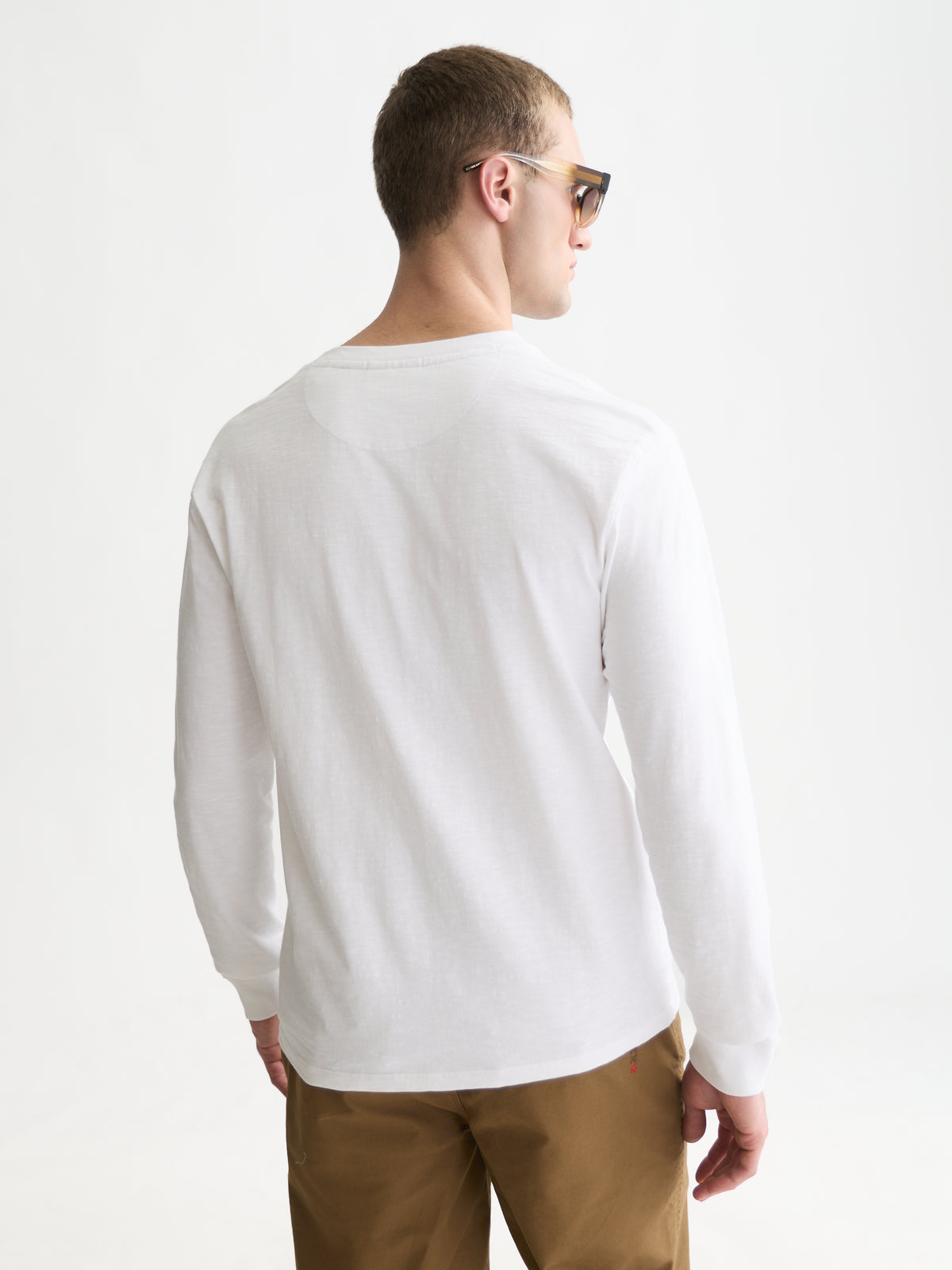 Henley Slub Regular-Fit Long Sleeved T-Shirt - Bright White-2