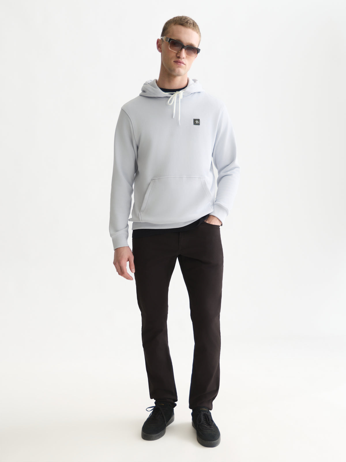 Logo Badge Regular-Fit Hoodie - Grey Dawn
