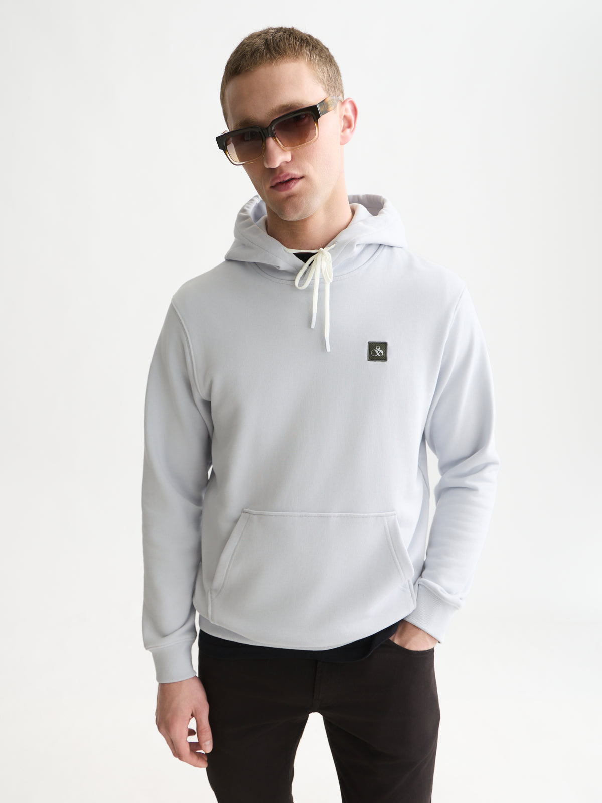 Logo Badge Regular-Fit Hoodie - Grey Dawn