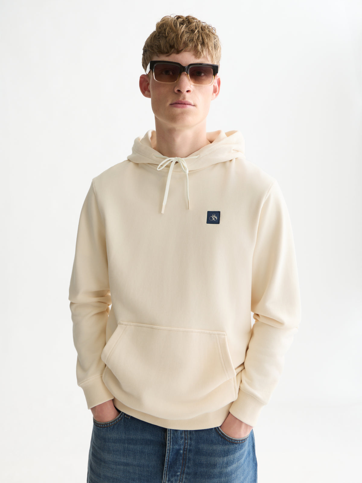 Logo Badge Regular-Fit Hoodie - Eggnog-1