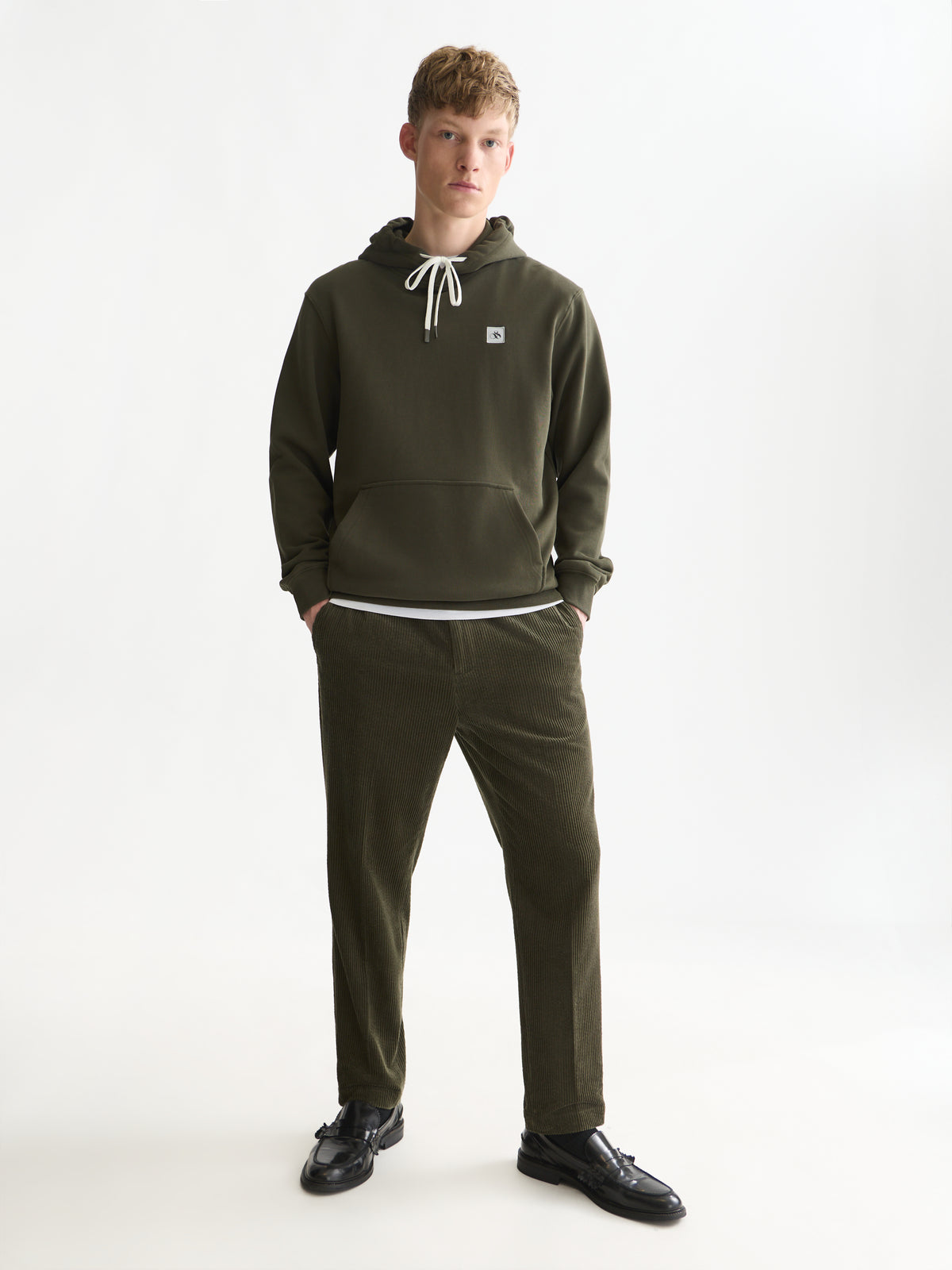 Logo Badge Regular-Fit Hoodie - Forest Night-3
