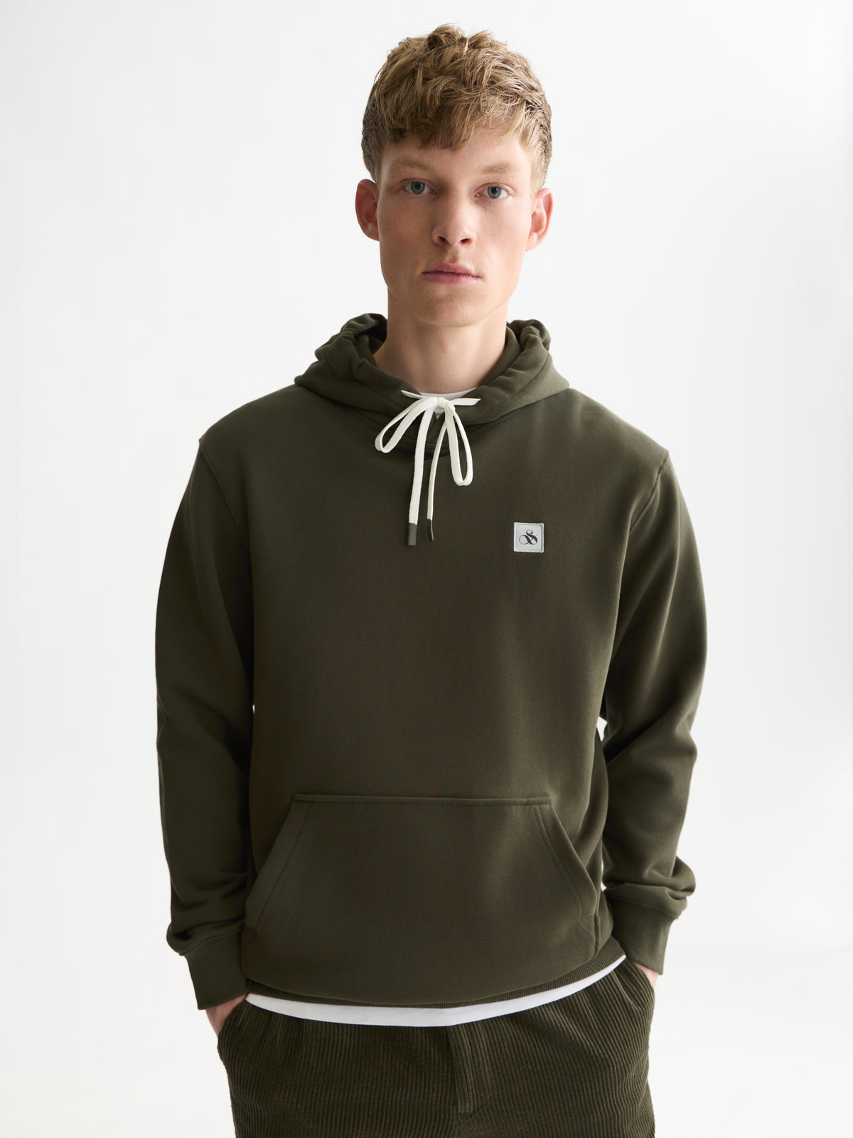 Logo Badge Regular-Fit Hoodie - Forest Night-1