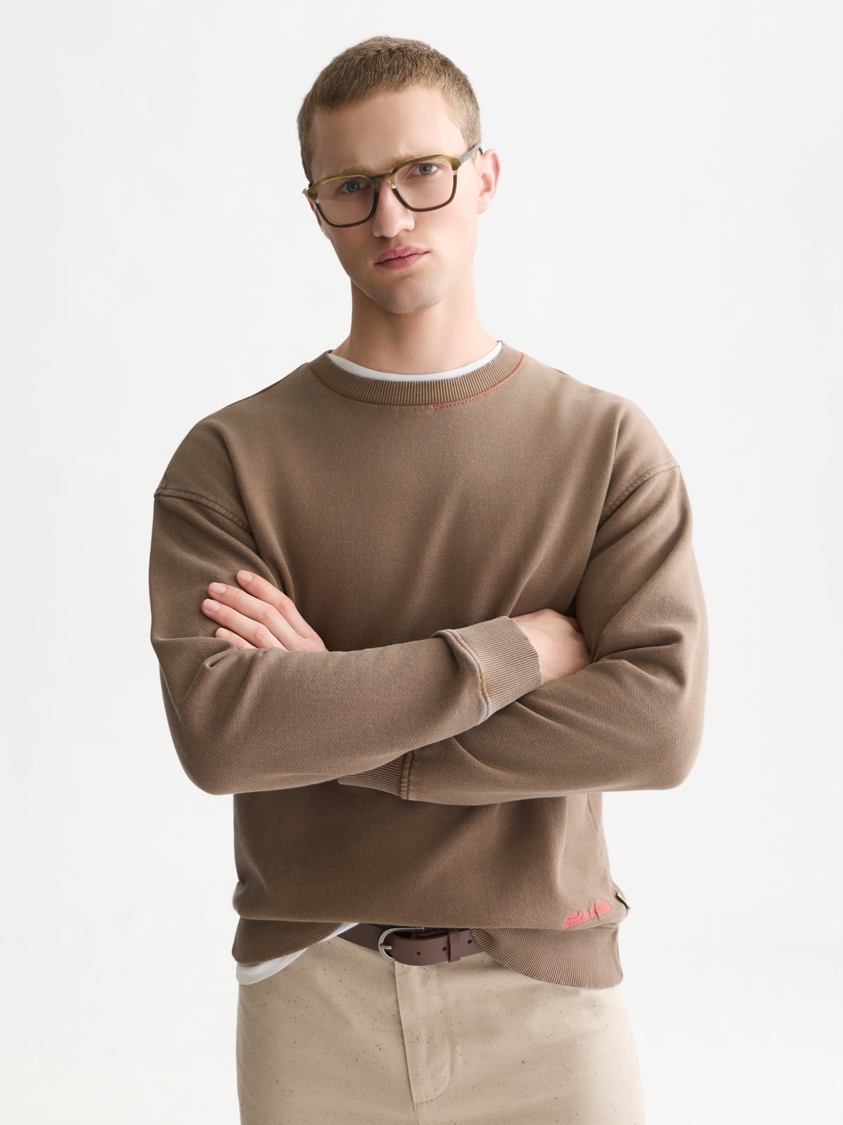 Washed Relaxed-Fit Sweatshirt - Walnut-1