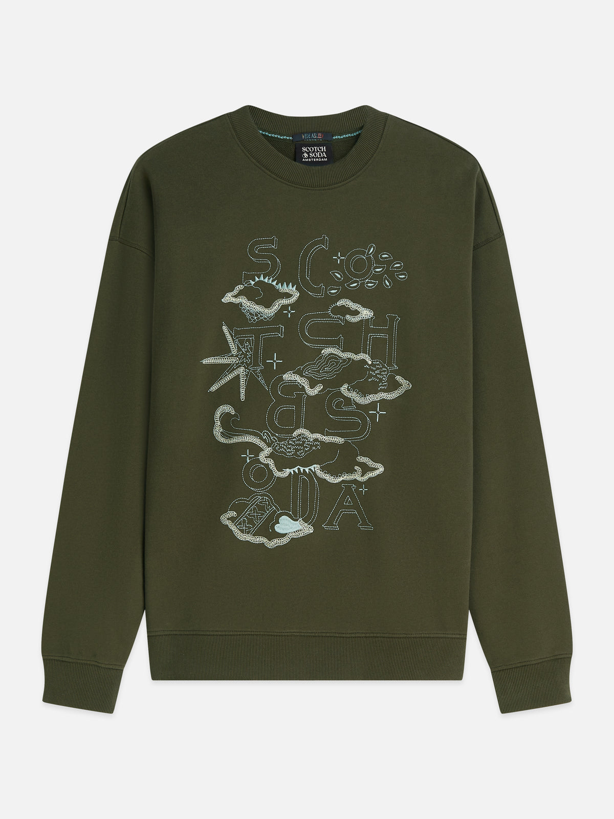 Front Embroidered Artwork Relaxed-Fit Sweatshirt - Forest Night