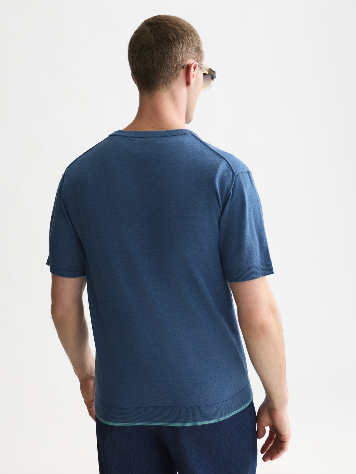 Knitted Wool-Blend Relaxed-Fit T-Shirt - Ensign Blue
