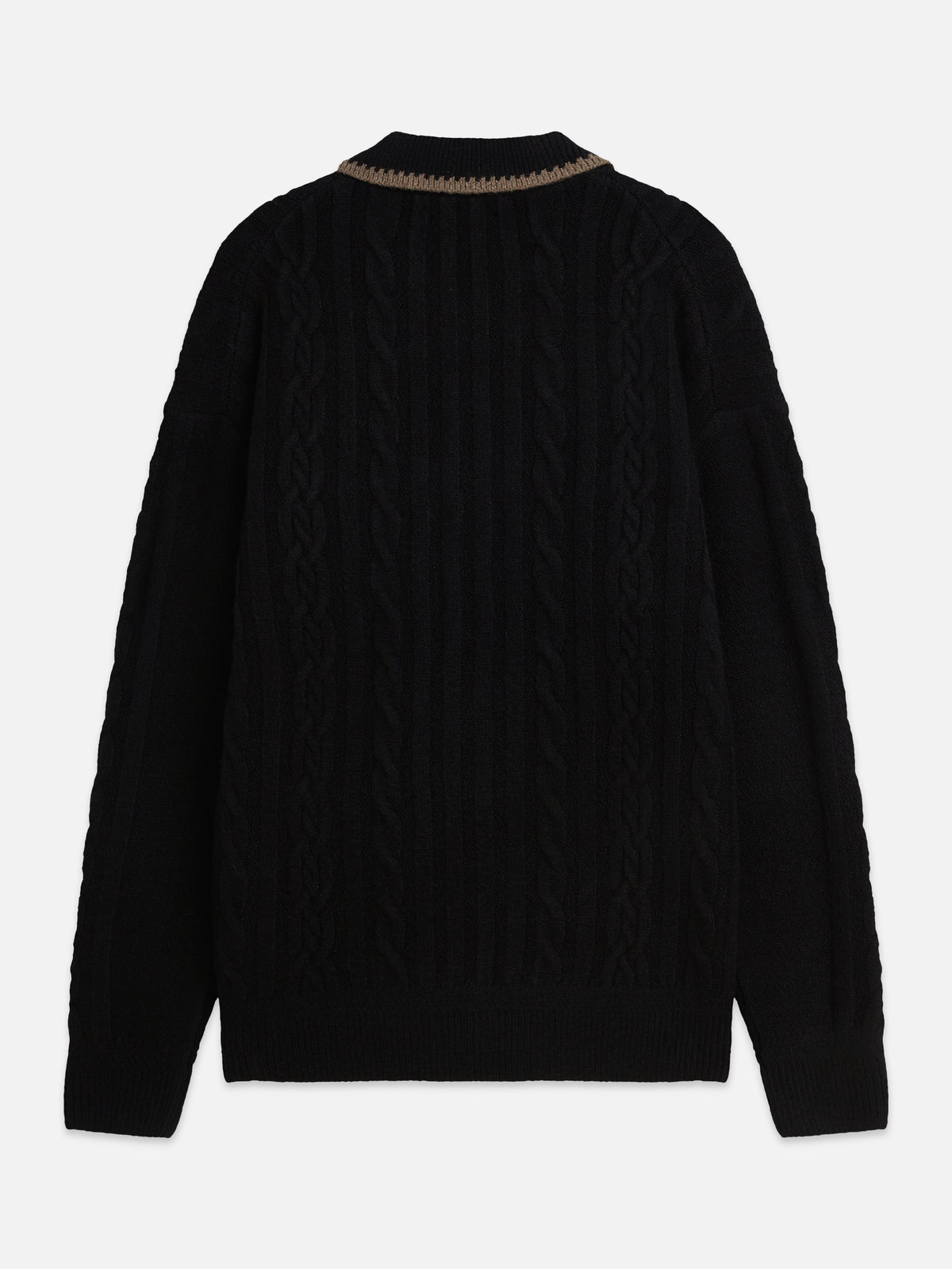 Soft Knit Polo Cable Dropped Shoulder Pullover - Meteorite