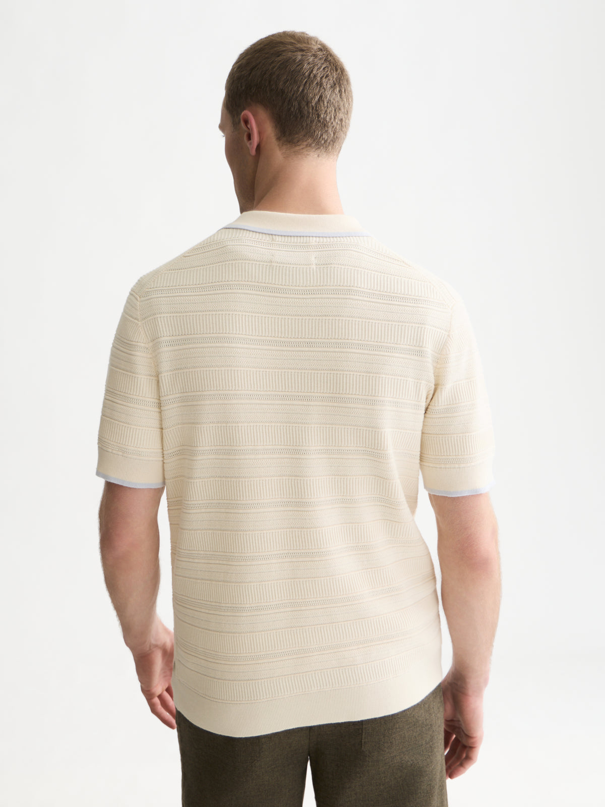 Structured Knitted Regular-Fit Polo - Eggnog