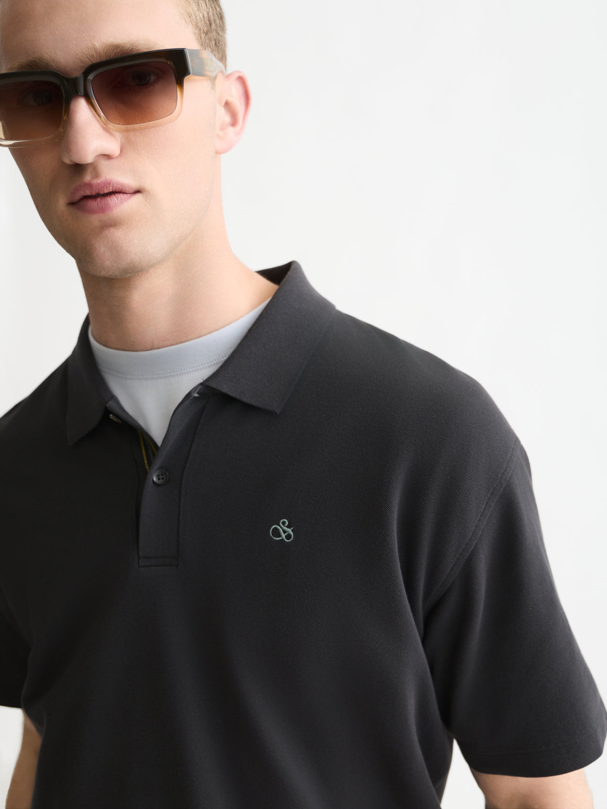 Pique Relaxed-Fit Garment Dyed Polo - Meteorite