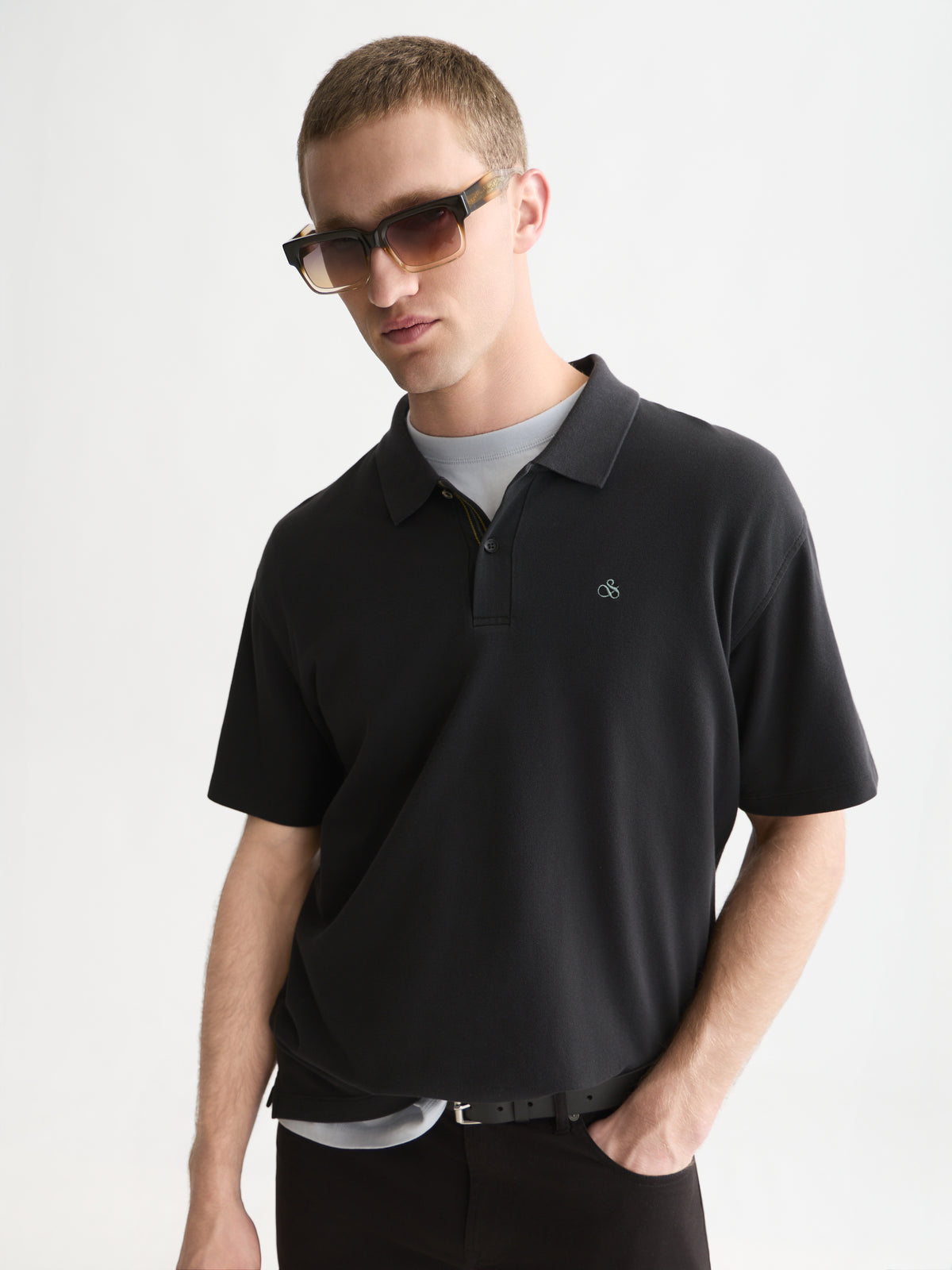 Pique Relaxed-Fit Garment Dyed Polo - Meteorite