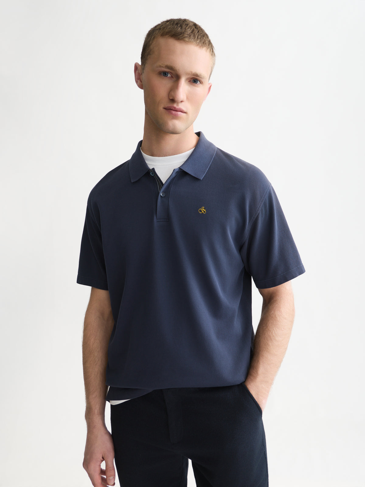 Pique Relaxed-Fit Garment Dyed Polo - Sky Captain
