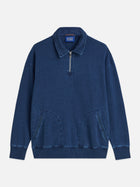 Washed Indigo Half Zip Relaxed Fit Sweatshirt - Washed Indigo