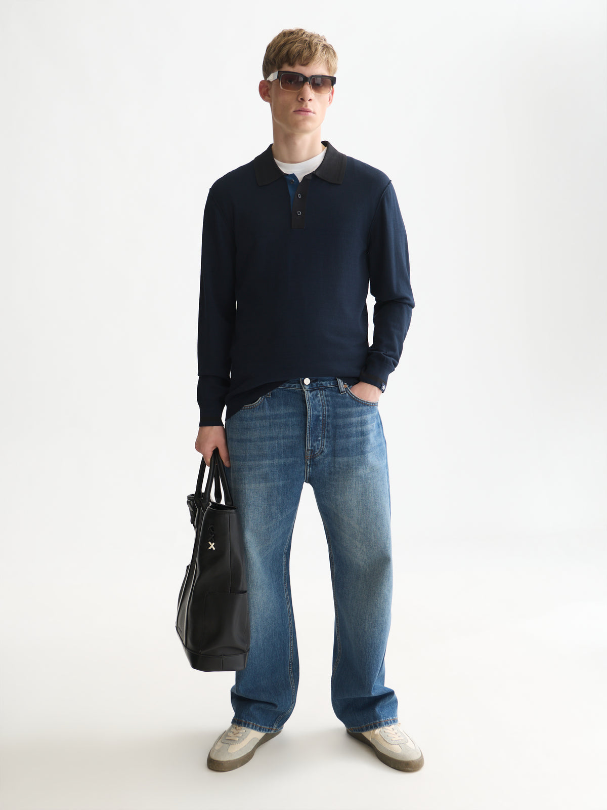 Ecovero Long Sleeved Polo - Sky Captain-3