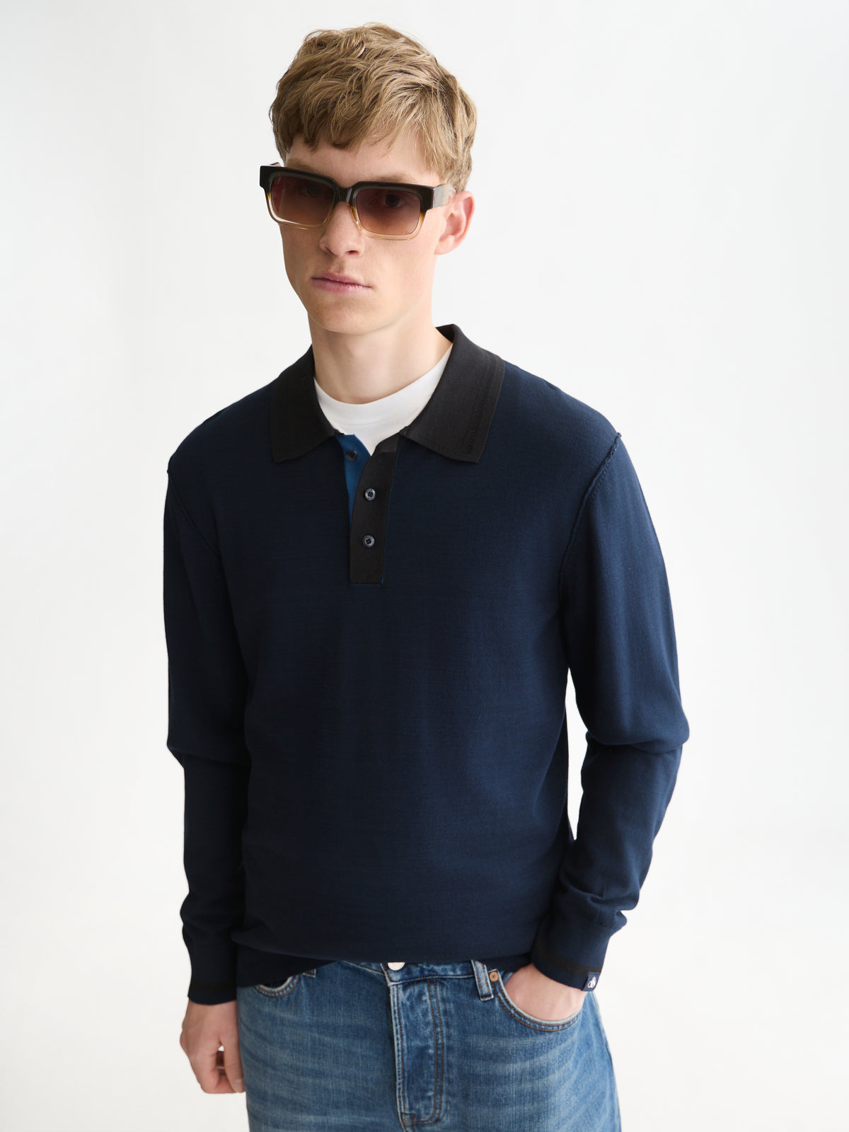 Ecovero Long Sleeved Polo - Sky Captain