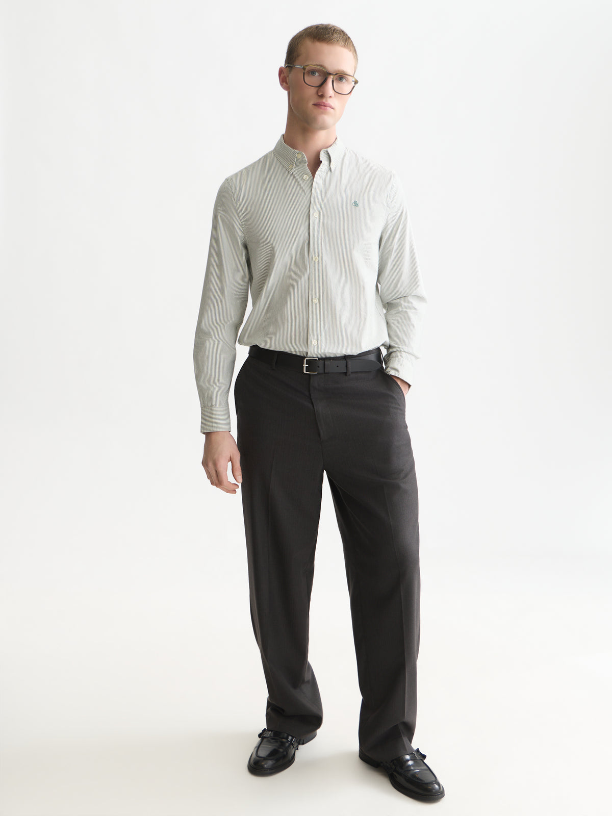 Seasonal Core Oxford Striped Regular-Fit Shirt - Dark Forest Stripe-3