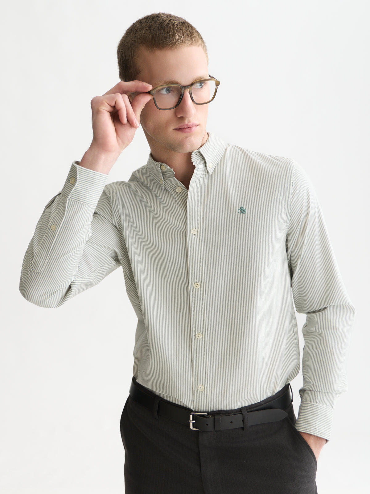 Seasonal Core Oxford Striped Regular-Fit Shirt - Dark Forest Stripe-1