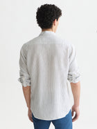 Striped Linen Regular Fit Shirt - Ensign Blue Stripe