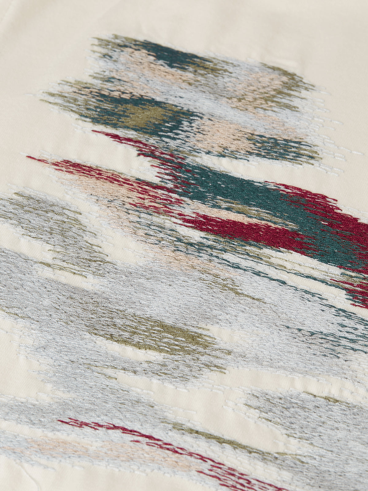 Embroidery Placed Artwork Loose-Fit T-Shirt - Eggnog