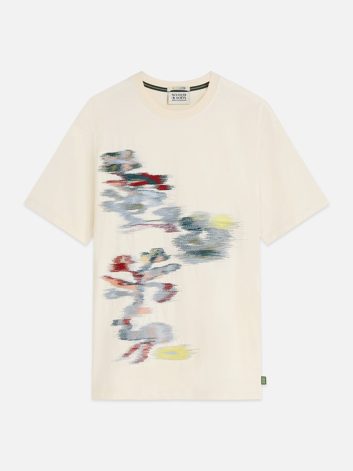 Embroidery Placed Artwork Loose-Fit T-Shirt - Eggnog