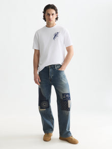Delfts Blauw Front And Back Artwork Relaxed Fit T-Shirt - Bright White