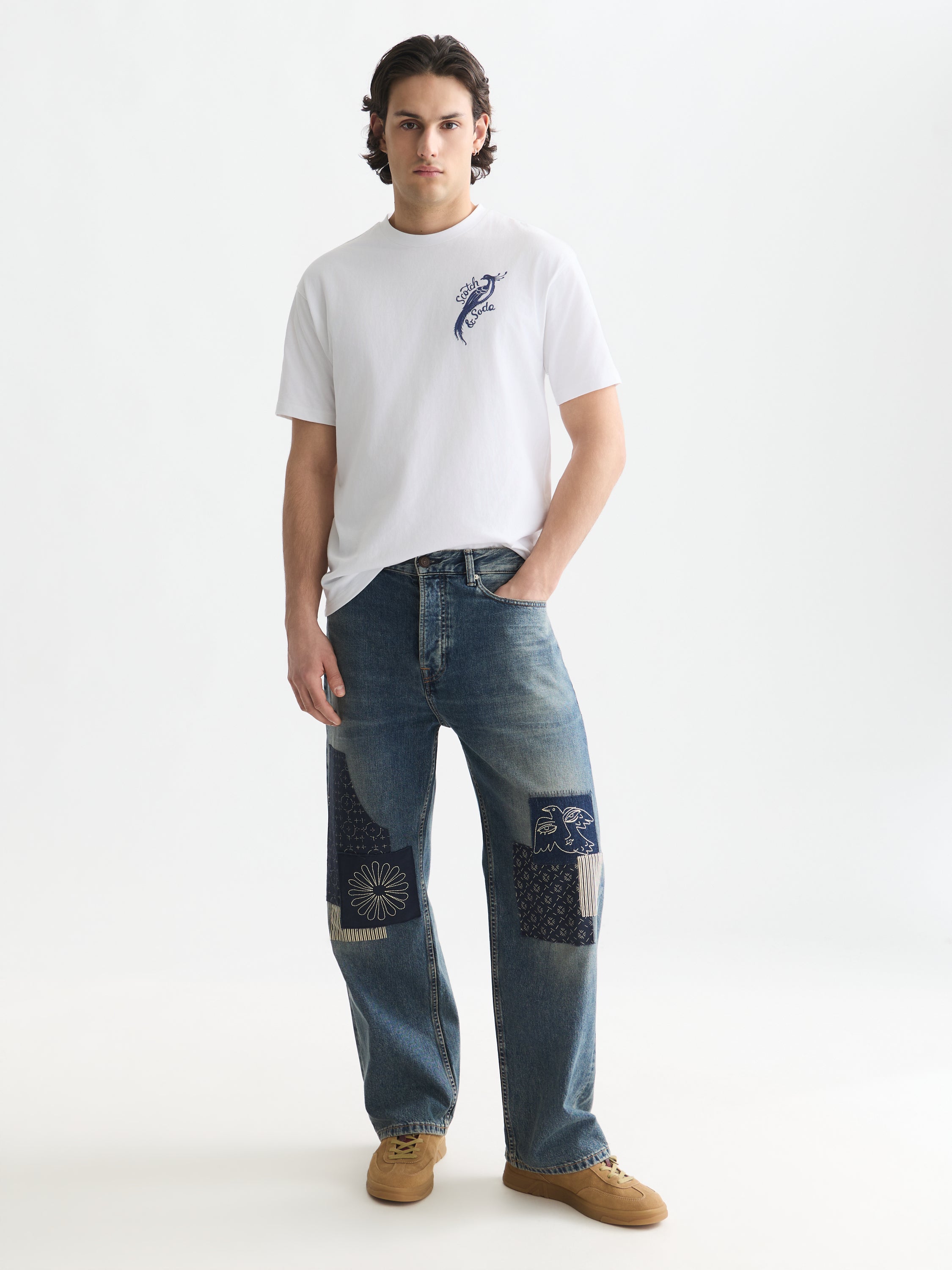 Delfts Blauw Front And Back Artwork Relaxed Fit T-Shirt - Bright White