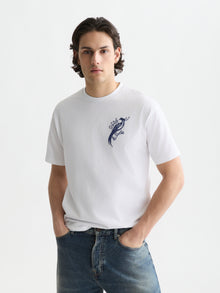 Delfts Blauw Front And Back Artwork Relaxed Fit T-Shirt - Bright White