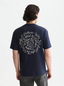 Delfts Blauw Front And Back Artwork Relaxed Fit T-Shirt - Sky Captain