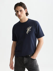 Delfts Blauw Front And Back Artwork Relaxed Fit T-Shirt - Sky Captain